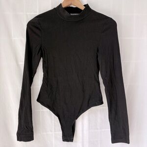 Kittenish mock neck long sleeve bodysuit black medium